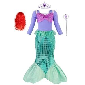 Little Mermaid Ariel Princess Costume Kids Girls Dress Cosplay 9/10 Yo Dress